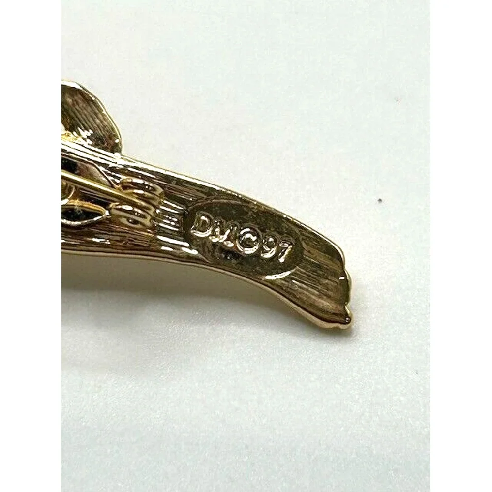 Vintage Avon Jewelry DM97 Gold Tone Dozen Enamel Red Roses Brooch‎ Pin 2.5